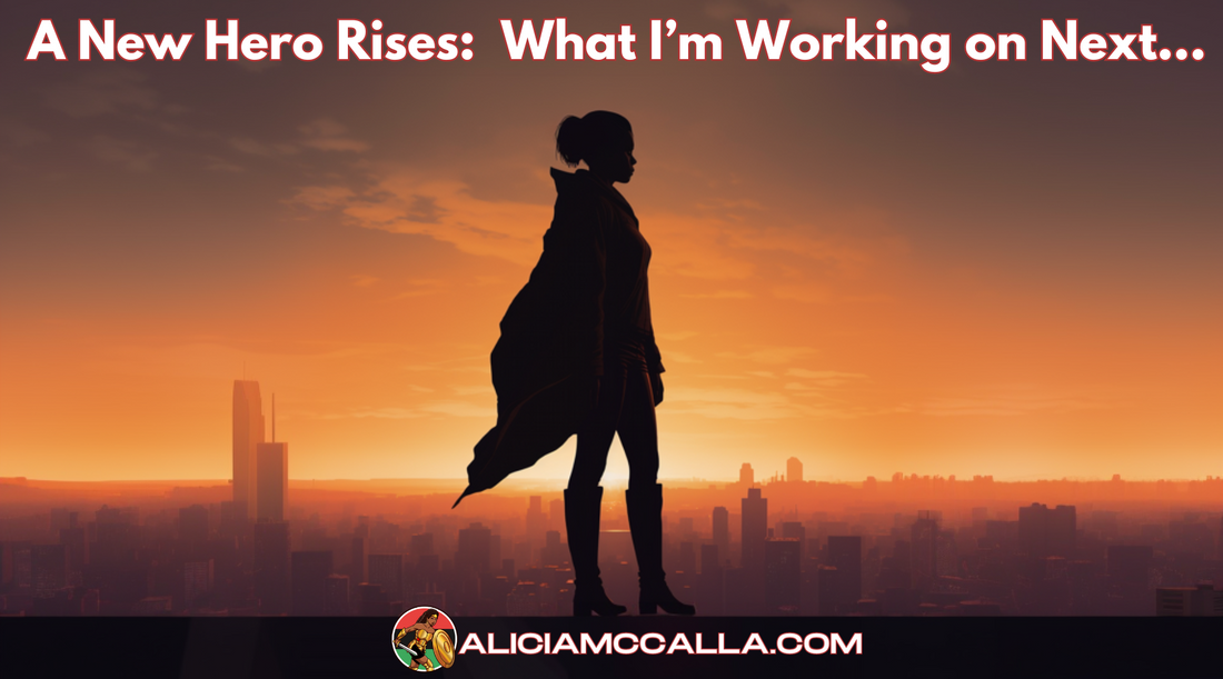 Silhouette of a beautiful badass Black woman superhero vigilante standing on a rooftop looking over a city