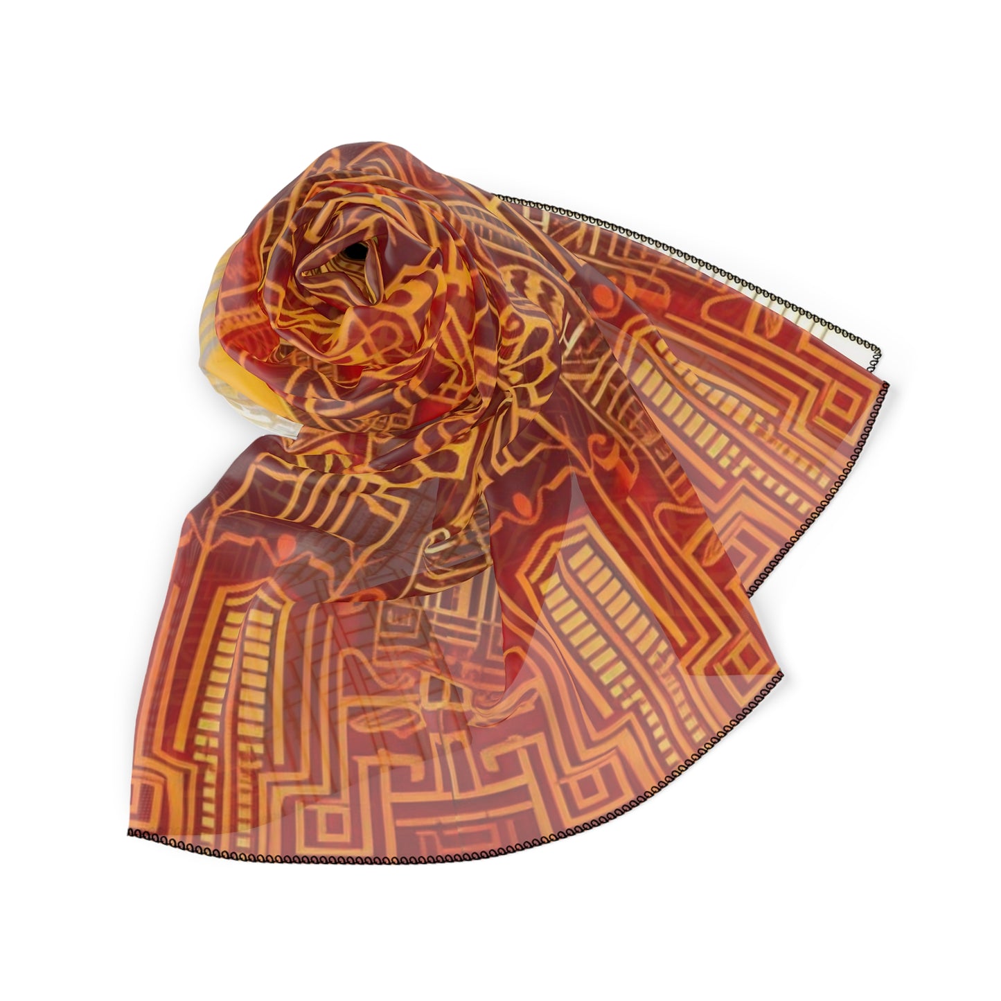 AfroFuturistic Kente Print Scarf | Poly Voile or Chiffon | Sacred Warrior Accessory