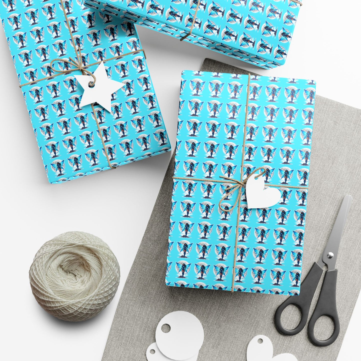 CELESTIAL BLUE FAIRY WARRIOR |  Gift Wrap | Turquoise Sky Edition