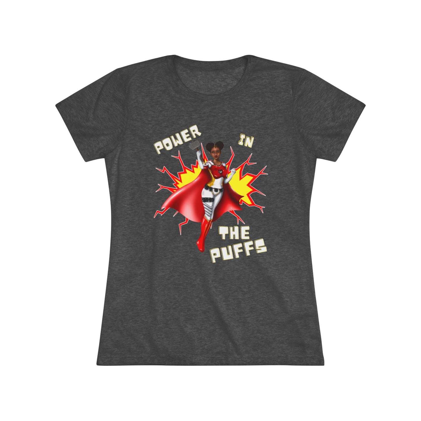 Power in the Puffs Superhero | Adult Women's Triblend Tee | African American T-Shirt