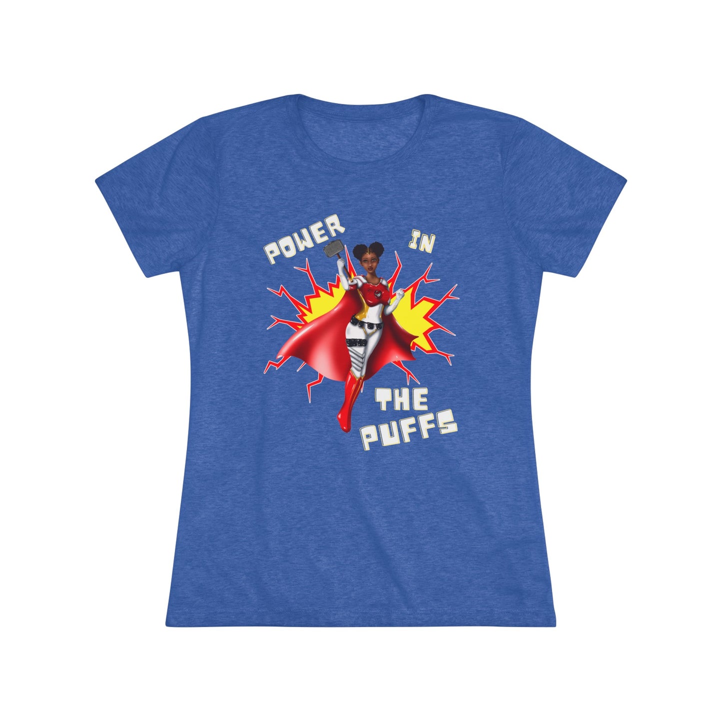 Power in the Puffs Superhero | Adult Women's Triblend Tee | African American T-Shirt