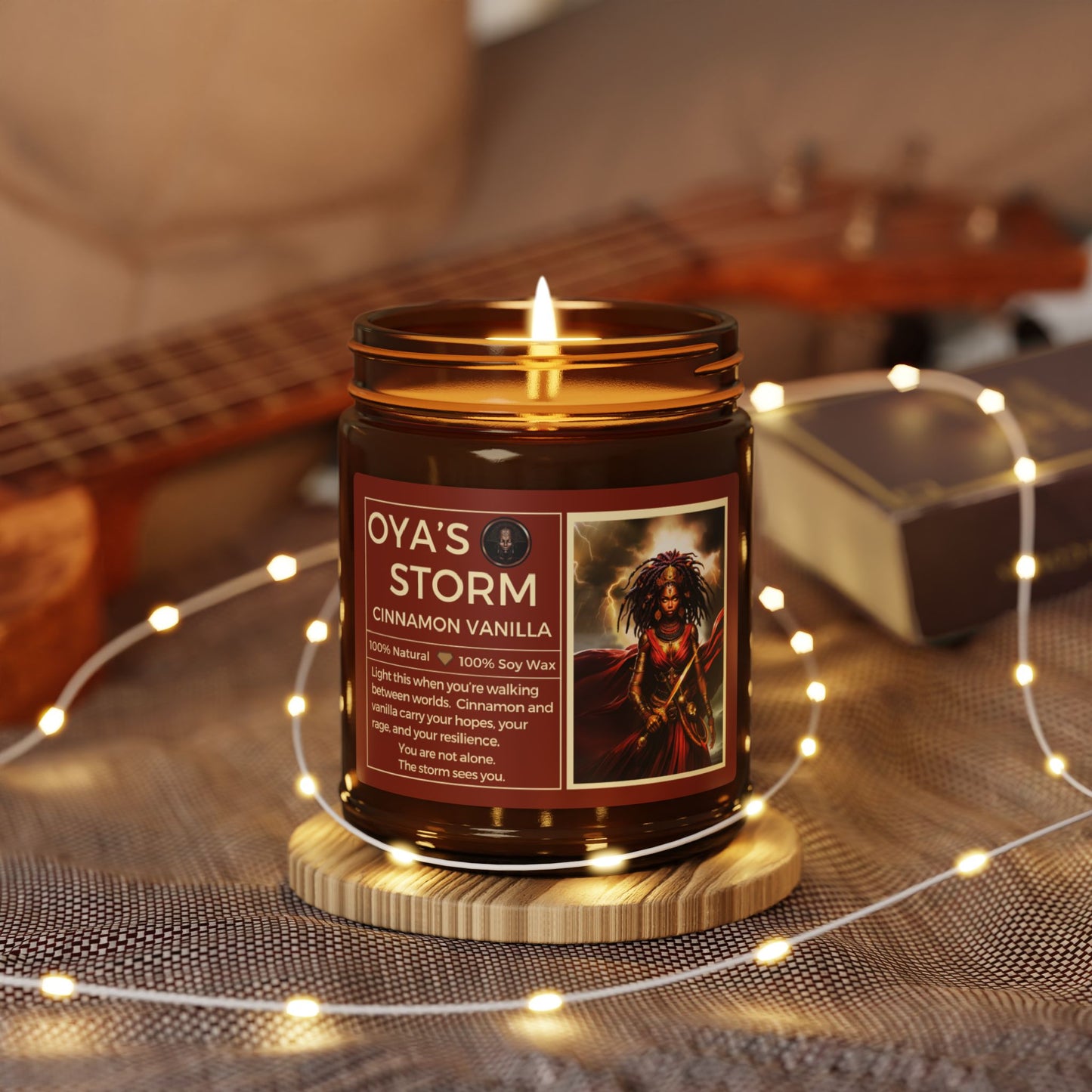 Oya's Storm Candle | Cinnamon Vanilla Scented Soy Wax | Sentinel Superhero Vigilante Storyworld