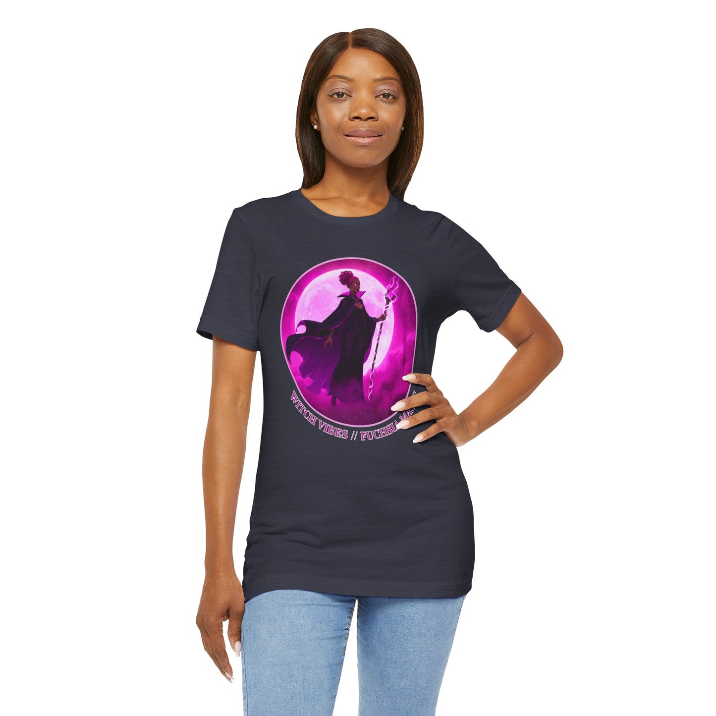 Fuchsia Magic T-Shirt | Witchcore Aesthetic Tee for Everyday Power | Black Woman Magic