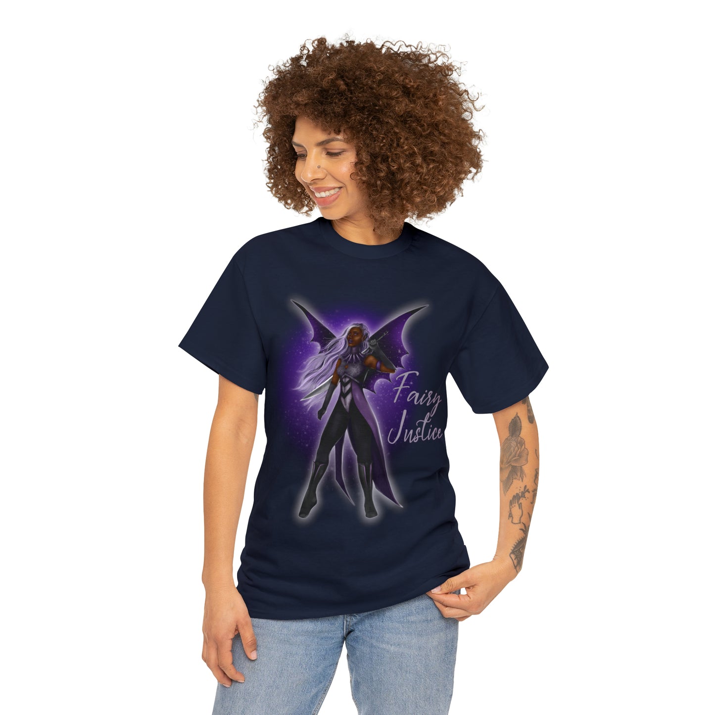 Dark Fairy Justice | Adult Unisex Heavy Cotton Tee | Black Fae Day Fashion