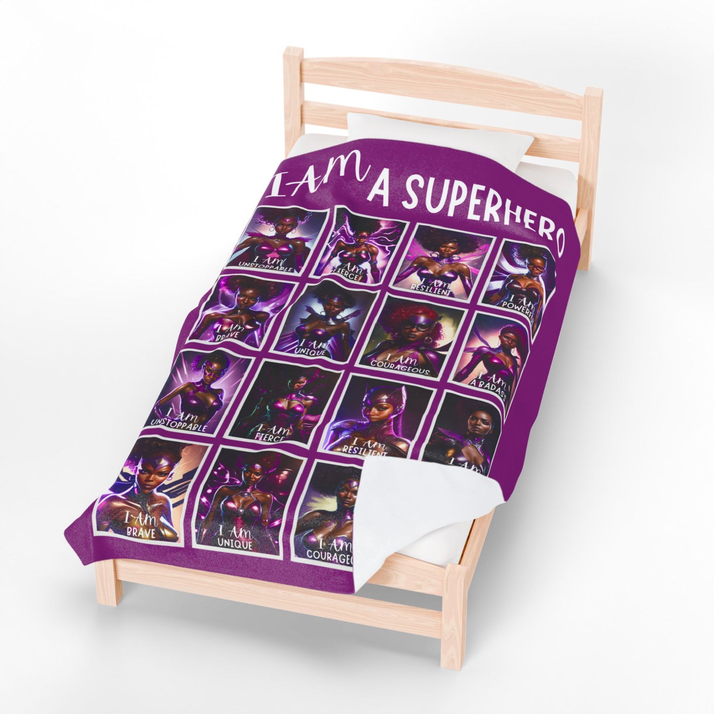 I AM A SUPERHERO | Velveteen Plush Blanket | Affirmations Accessories