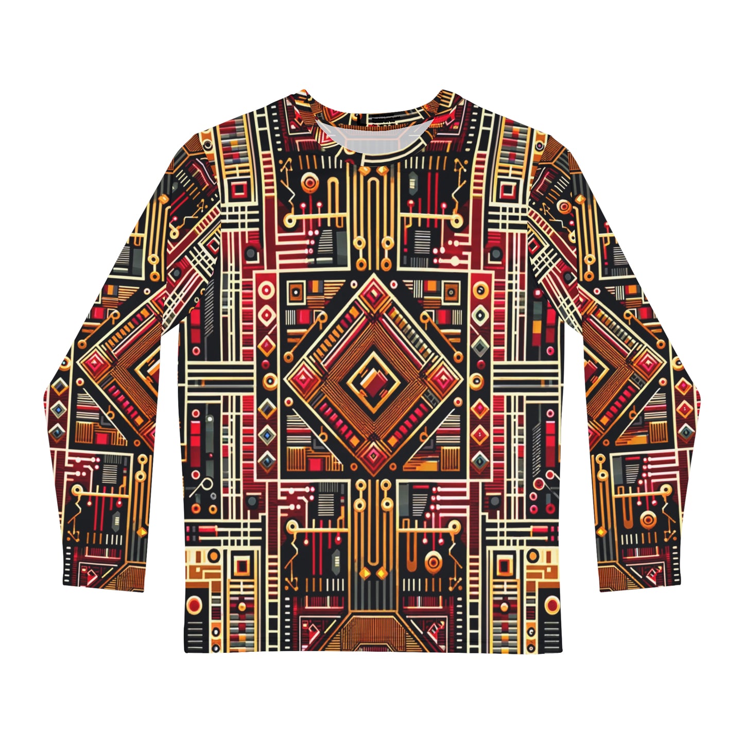 AFROFUTURISTIC KENTE EARTH TECH | Adult Men's Long Sleeve Shirt | BLACK HISTORY 365 COLLECTION