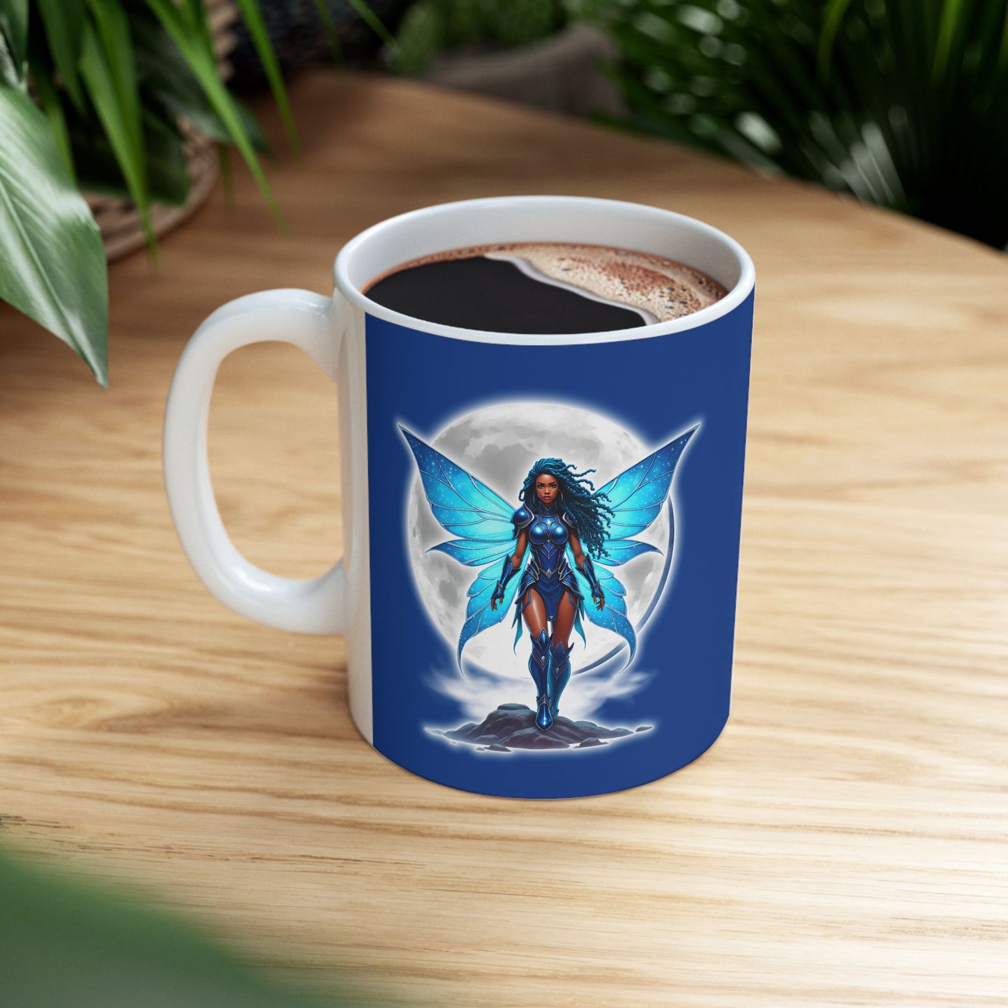 Celestial Blue Fairy Warrior | Ceramic Mug, (11oz, 15oz) | Black Fae Day Collection