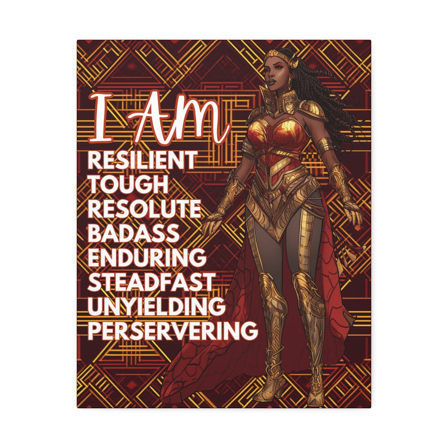 “Resilient” BADASS WARRIOR WOMAN | Canvas Stretched, 1.5 | Affirmations Accessories