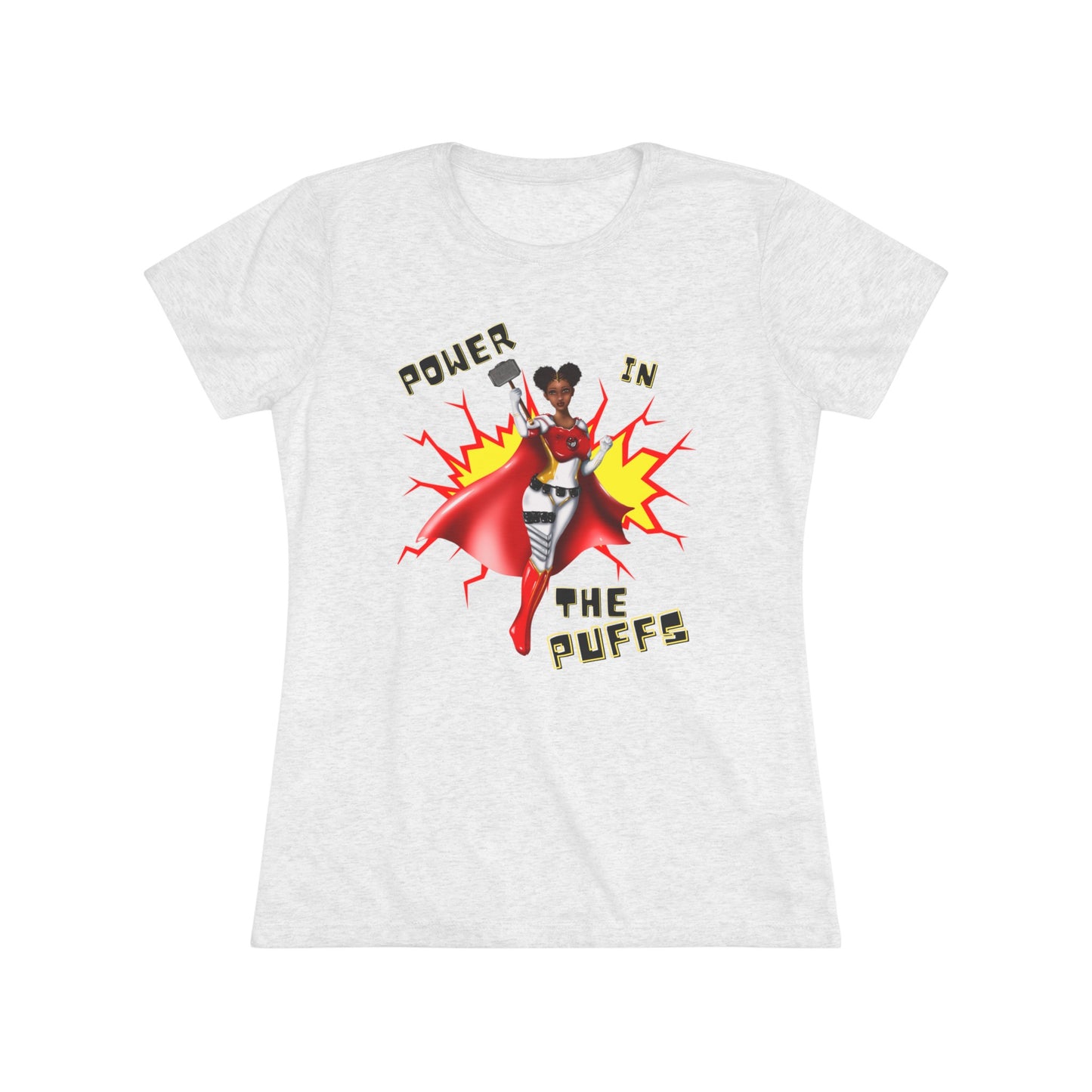 Power in the Puffs Superhero | Adult Women's Triblend Tee | African American T-Shirt