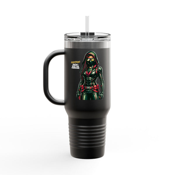 Justice Doesn't Wait for Permission | 40oz Insulated Tumbler | Female Women Vigilante Collection Justice Doesn't Wait for Permission | 40oz Insulated Tumbler | Female Women Vigilante Collection