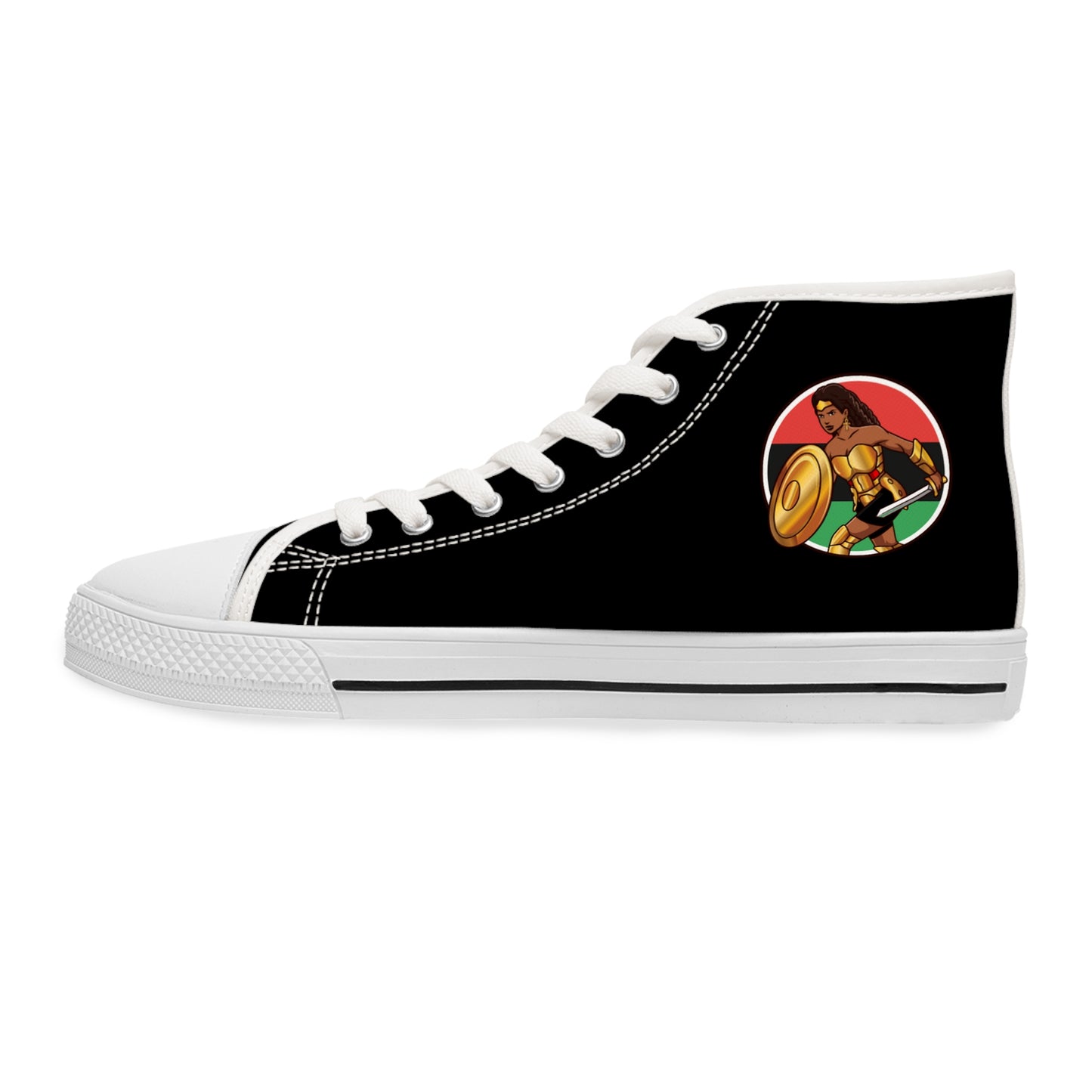 BADASS WARRIOR WOMAN | Women's High Top Sneakers | Black Girl Nerd Fandom Fashion
