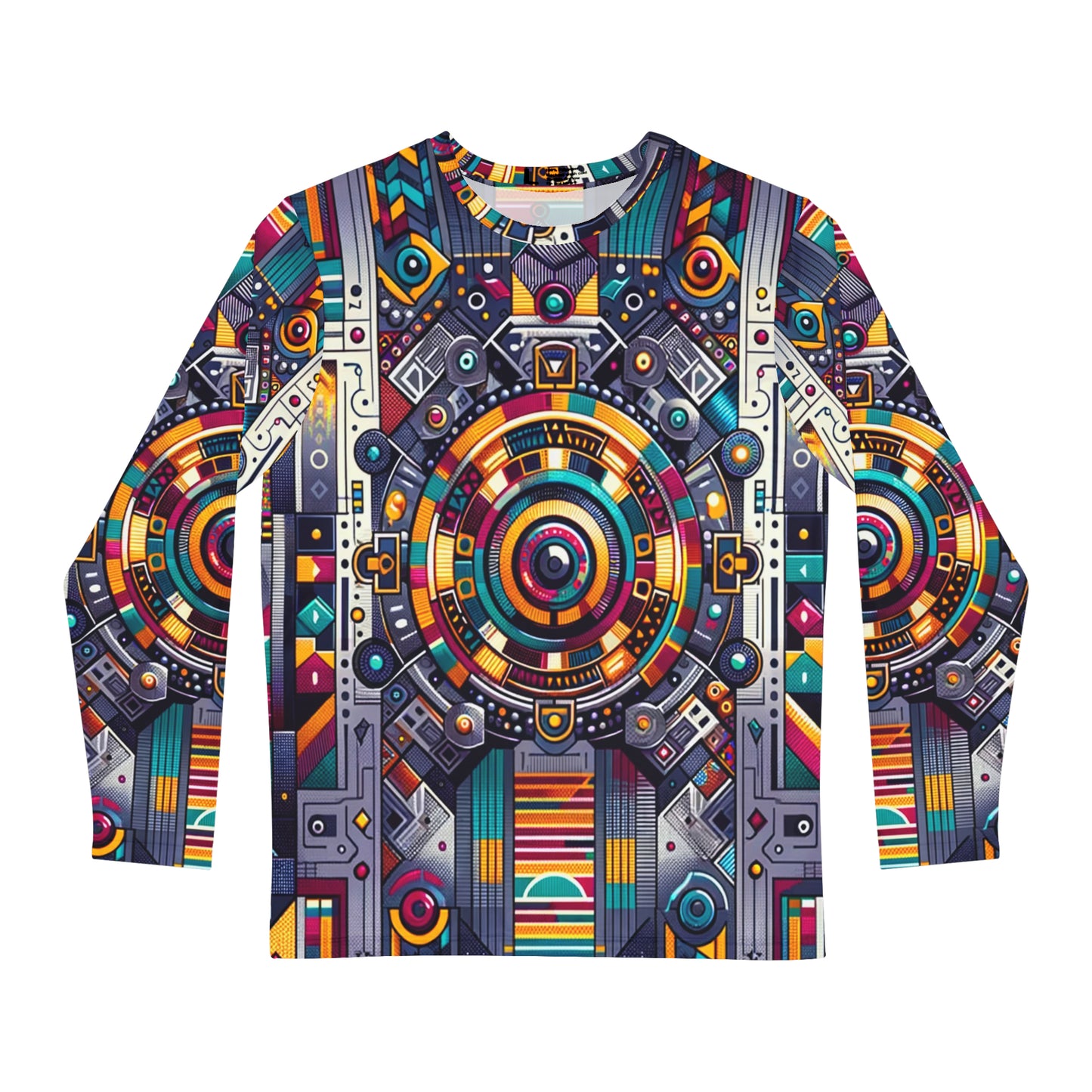 AFROFUTURISTIC KENTE 'COSMIC SANKOFA PORTAL' | Adult Men's Long Sleeve Shirt | BLACK HISTORY 365 COLLECTION