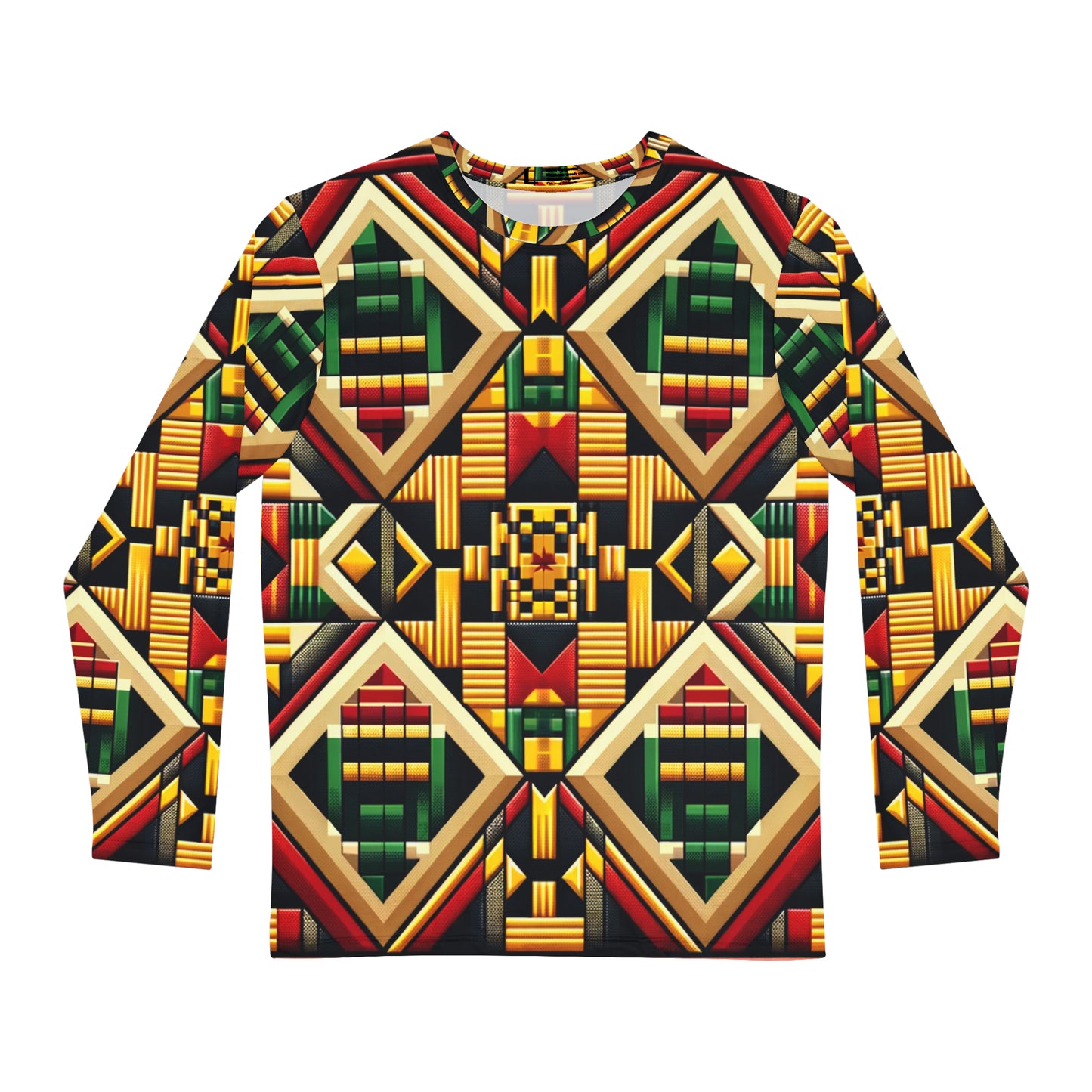 AFROFUTURISTIC KENTE GOLD FUSION | Adult Men's Long Sleeve Shirt | BLACK HISTORY 365 COLLECTION
