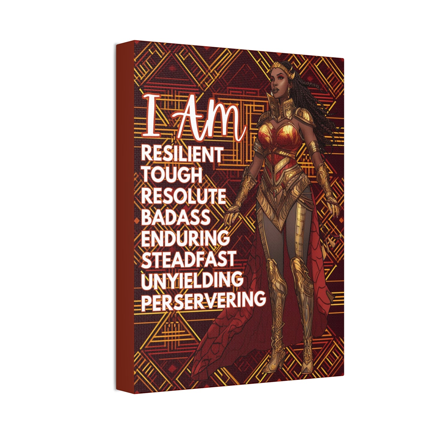 “Resilient” BADASS WARRIOR WOMAN | Canvas Stretched, 1.5 | Affirmations Accessories