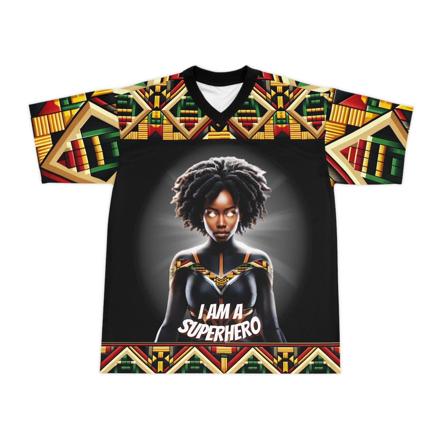 AFROFUTURISTIC KENTE SUPERHERO | Adult Unisex Athleisure Shirt | BLACK HISTORY 365 COLLECTION
