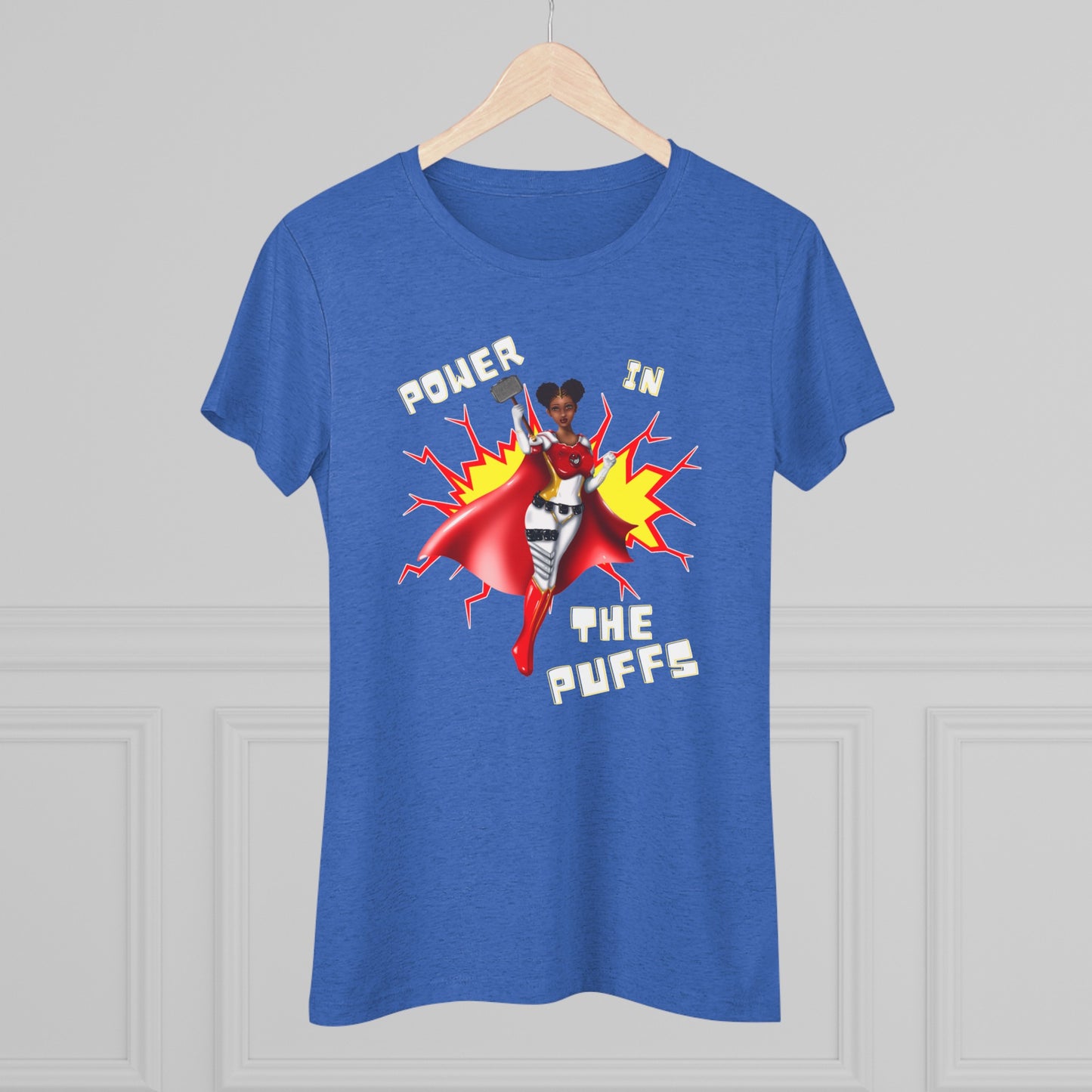 Power in the Puffs Superhero | Adult Women's Triblend Tee | African American T-Shirt