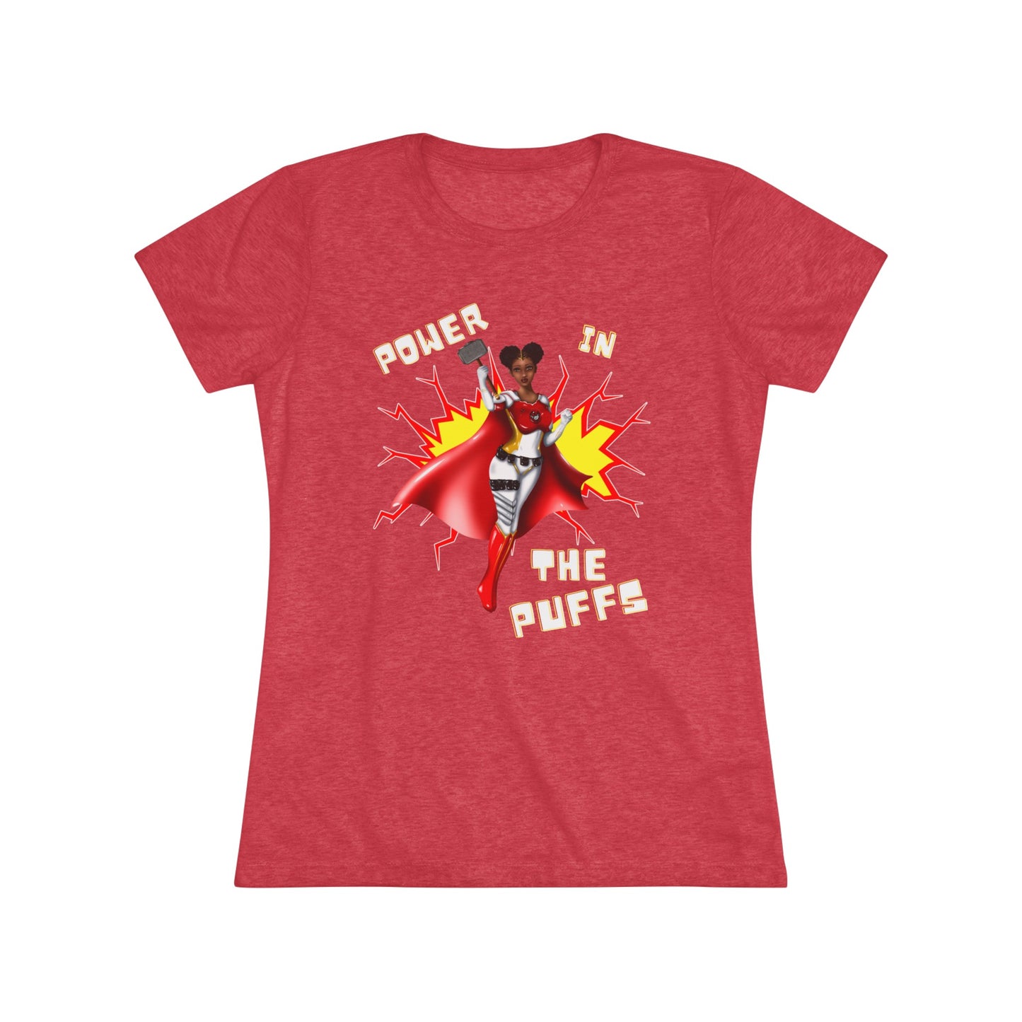 Power in the Puffs Superhero | Adult Women's Triblend Tee | African American T-Shirt