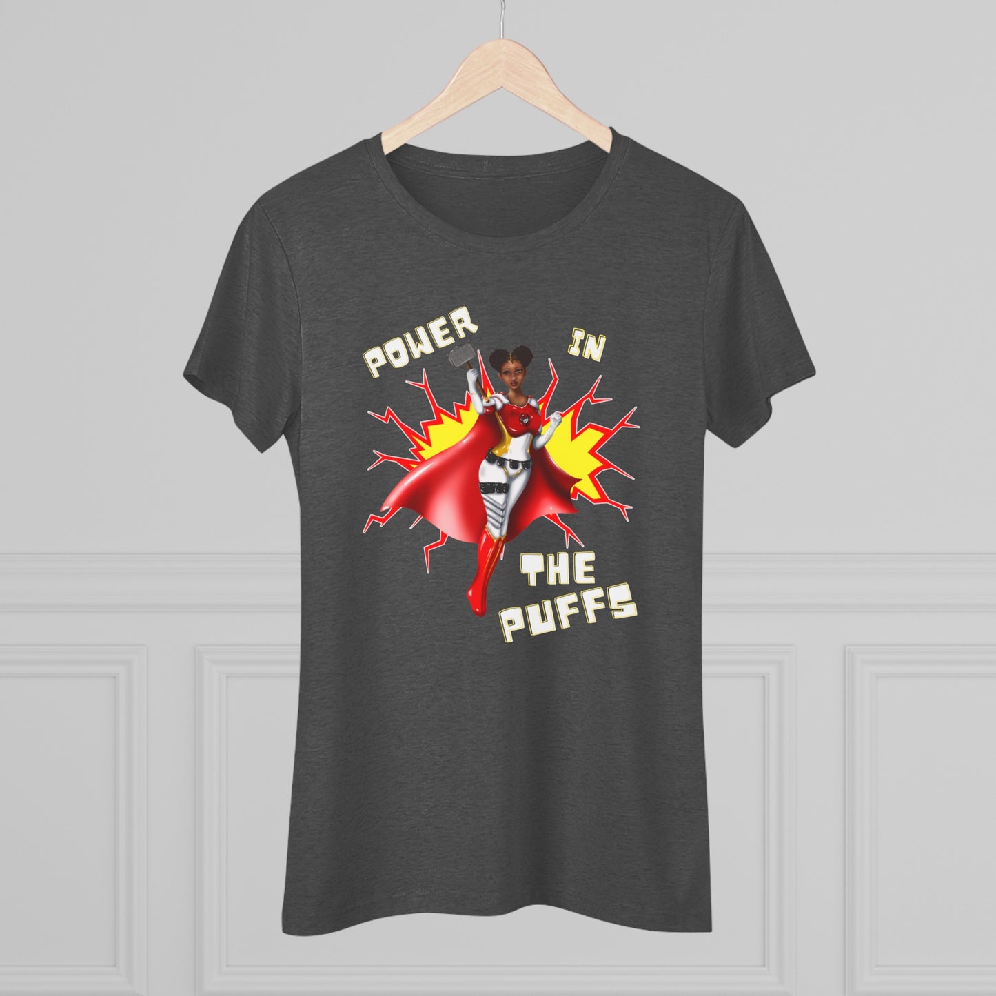 Power in the Puffs Superhero | Adult Women's Triblend Tee | African American T-Shirt