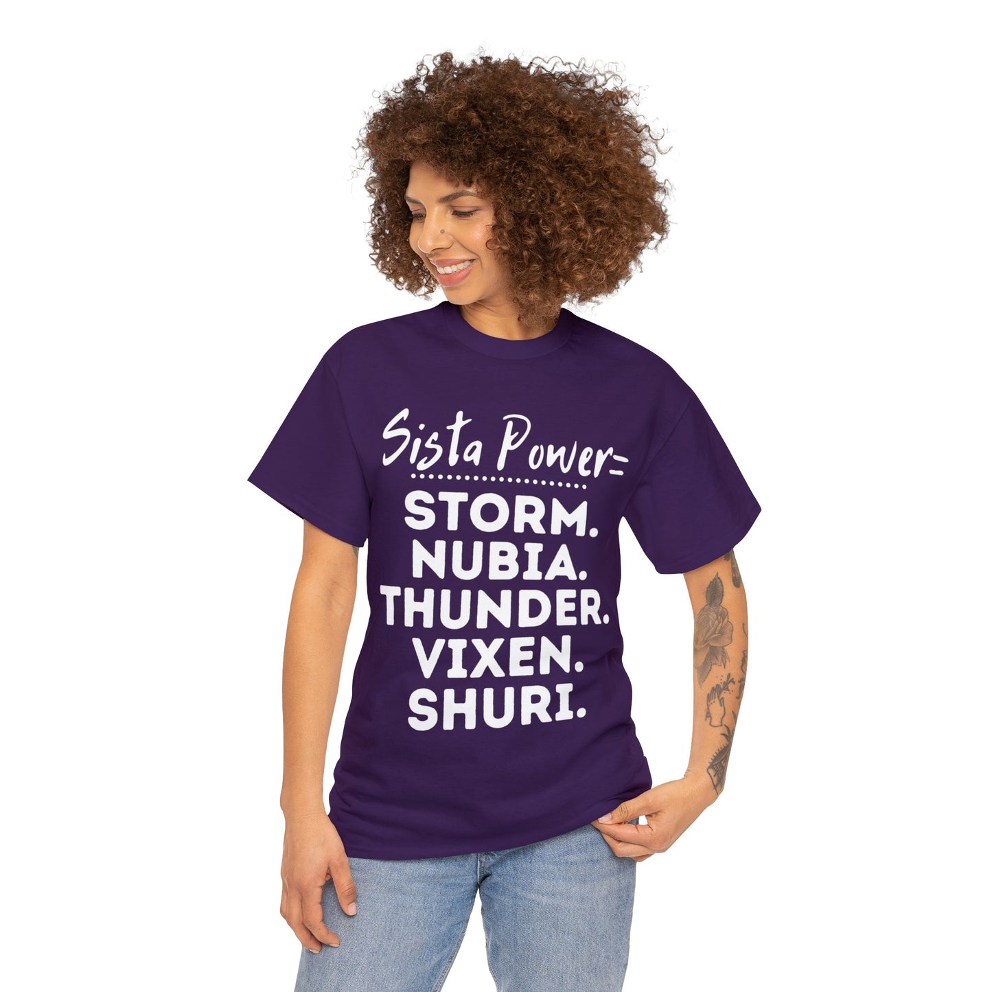 Sista Power Superhero NAMES | Adult Unisex Heavy Cotton Tee | African American T-Shirt | Express Delivery Available