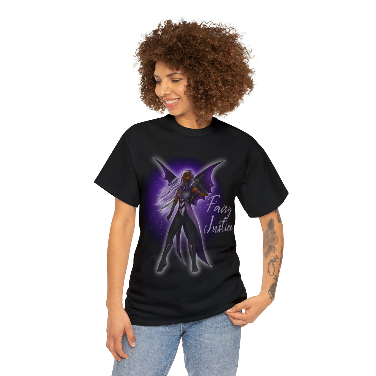 Dark Fairy Justice | Adult Unisex Heavy Cotton Tee | Black Fae Day Fashion