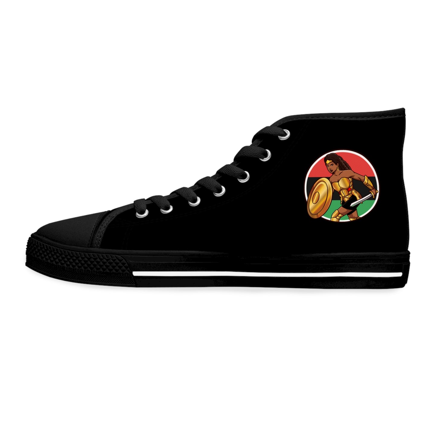 BADASS WARRIOR WOMAN | Women's High Top Sneakers | Black Girl Nerd Fandom Fashion