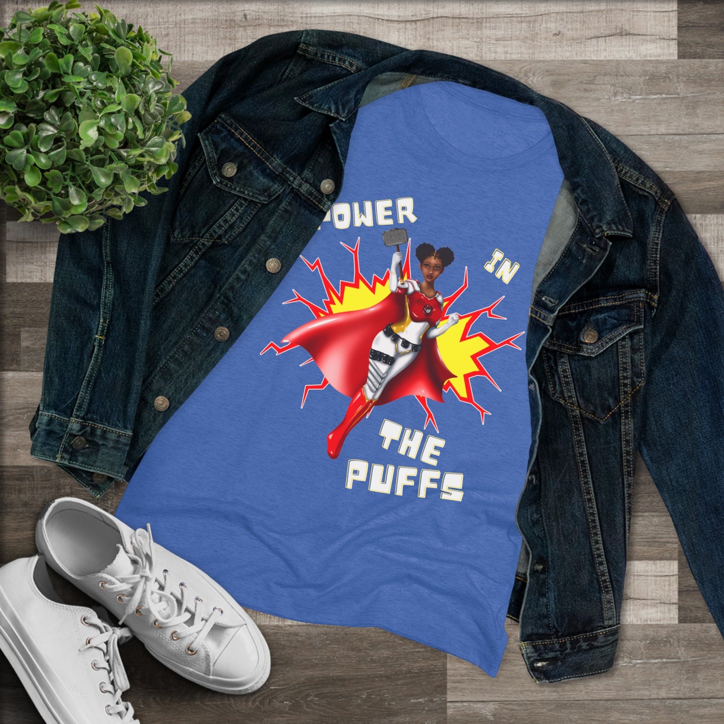 Power in the Puffs Superhero | Adult Women's Triblend Tee | African American T-Shirt