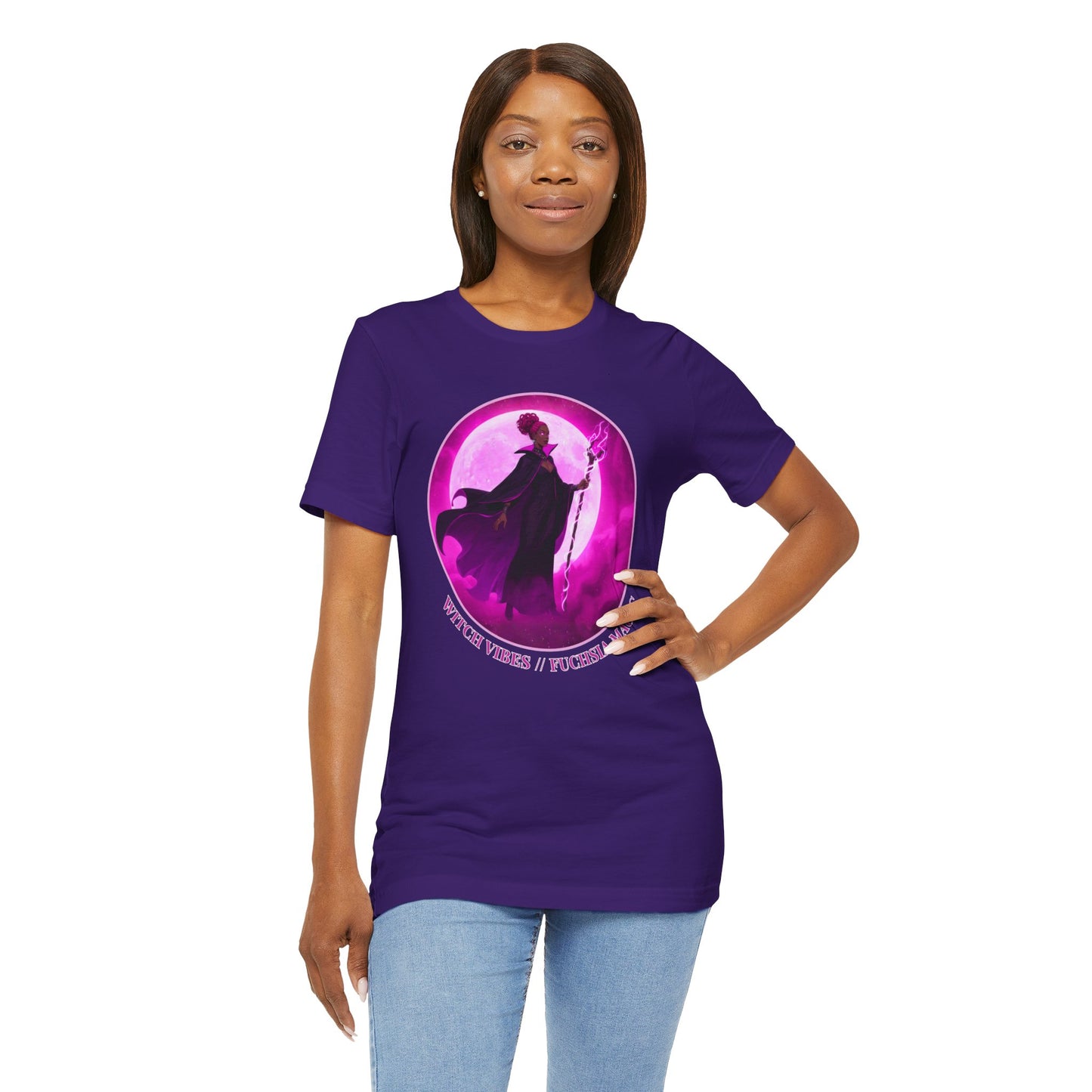 Fuchsia Magic T-Shirt | Witchcore Aesthetic Tee for Everyday Power | Black Woman Magic