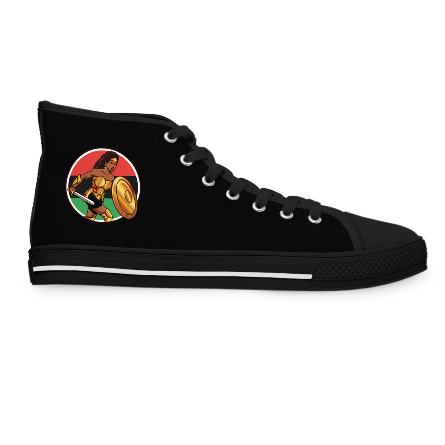 BADASS WARRIOR WOMAN | Women's High Top Sneakers | Black Girl Nerd Fandom Fashion