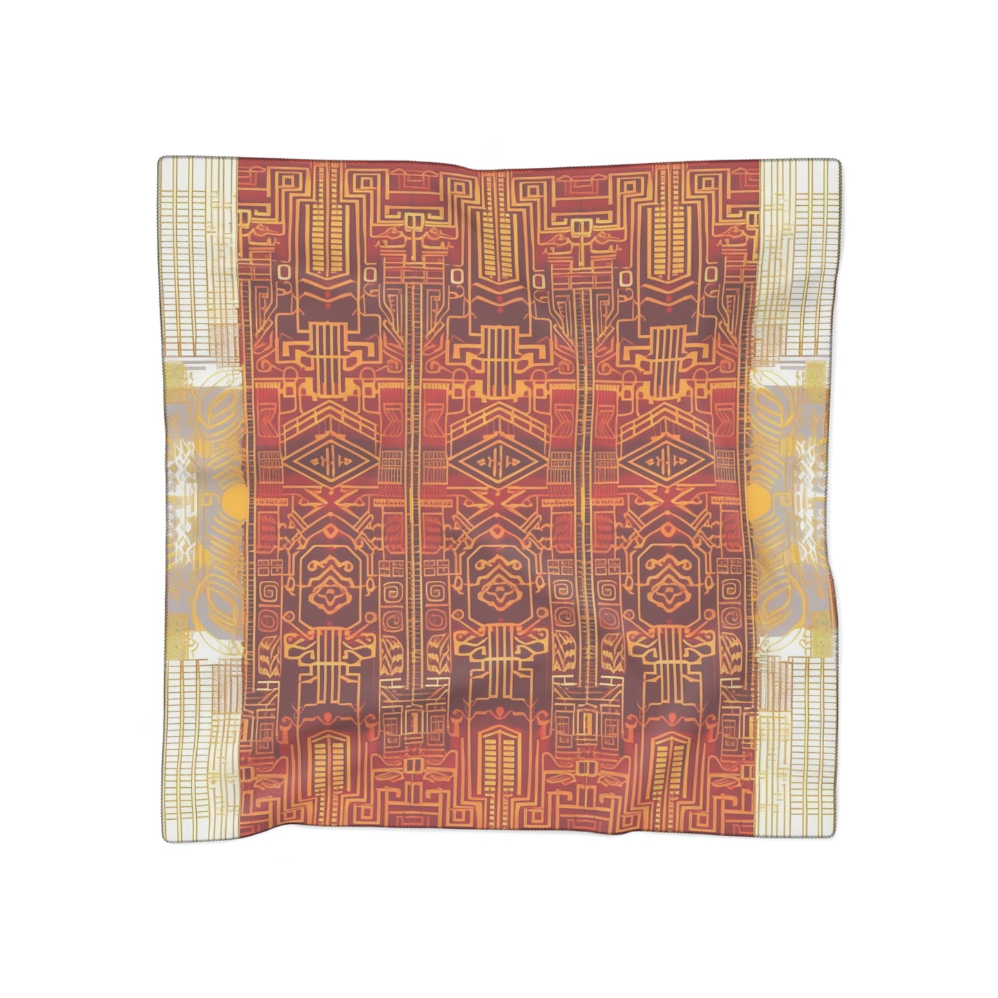 AfroFuturistic Kente Print Scarf | Poly Voile or Chiffon | Sacred Warrior Accessory