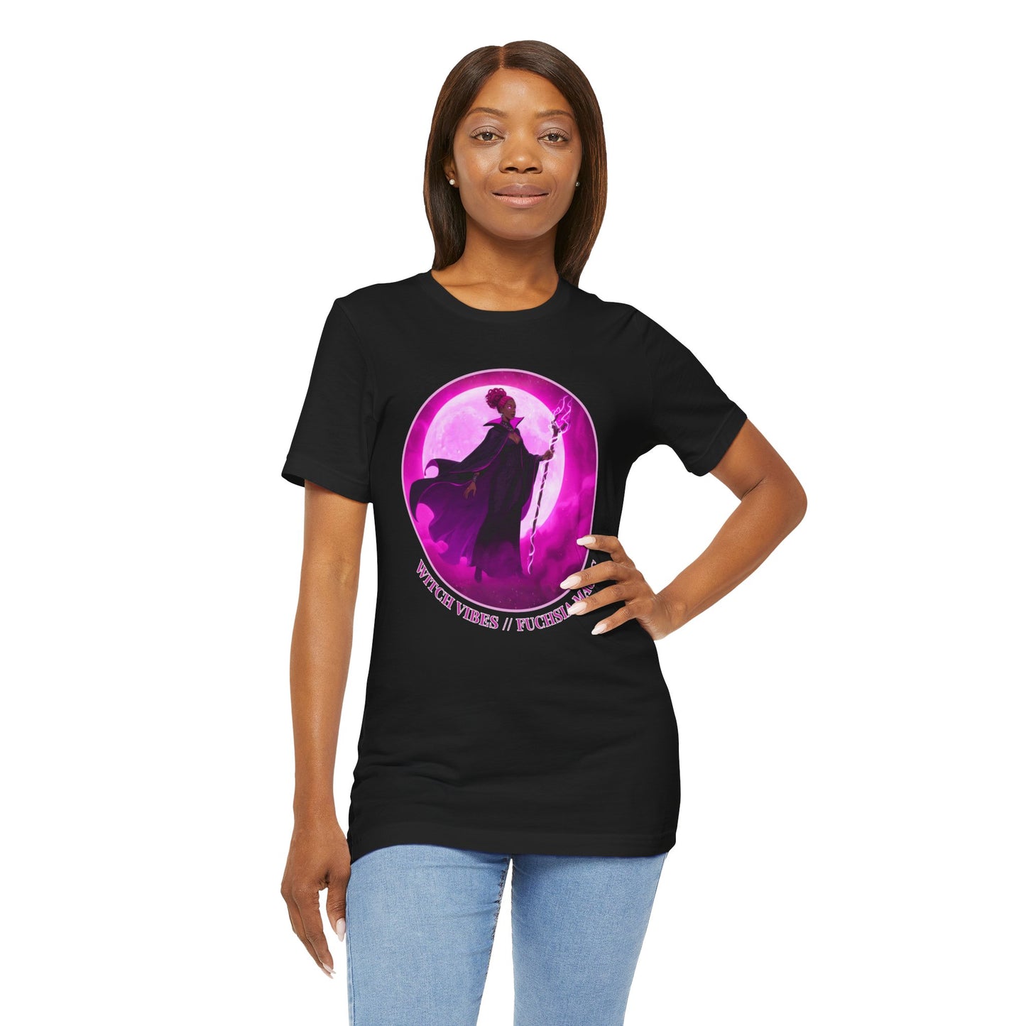 Fuchsia Magic T-Shirt | Witchcore Aesthetic Tee for Everyday Power | Black Woman Magic