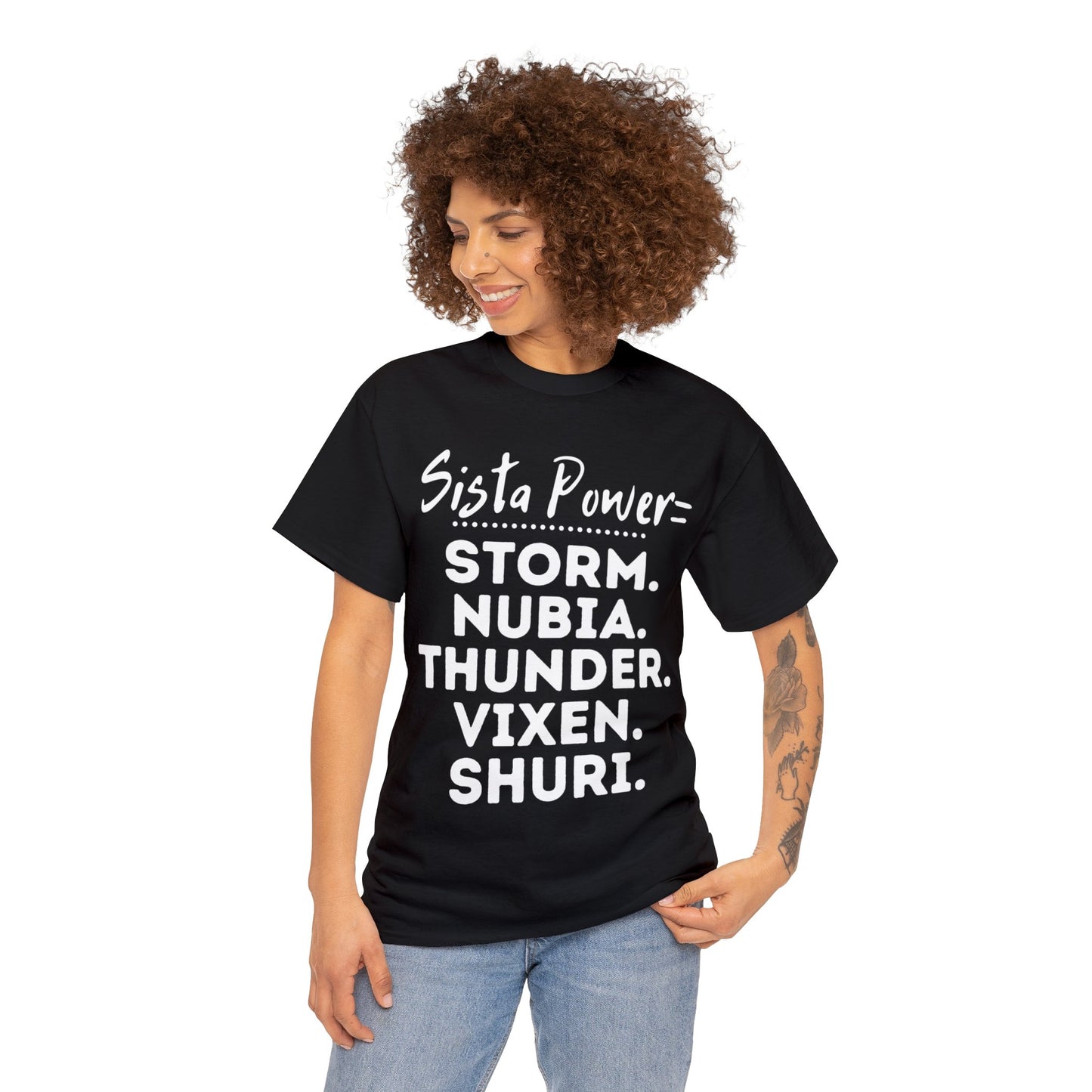 Sista Power Superhero NAMES | Adult Unisex Heavy Cotton Tee | African American T-Shirt | Express Delivery Available