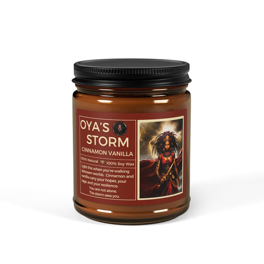 Oya's Storm Candle | Cinnamon Vanilla Scented Soy Wax | Sentinel Superhero Vigilante Storyworld