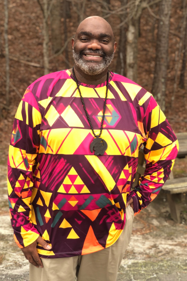 AFROFUTURISTIC KENTE 'VIBRANT ANCESTRY CIRCUIT' | Adult Men's Long Sleeve Shirt | BLACK HISTORY 365 COLLECTION AFROFUTURISTIC KENTE 'VIBRANT ANCESTRY CIRCUIT' | Adult Men's Long Sleeve Shirt | BLACK HISTORY 365 COLLECTION
