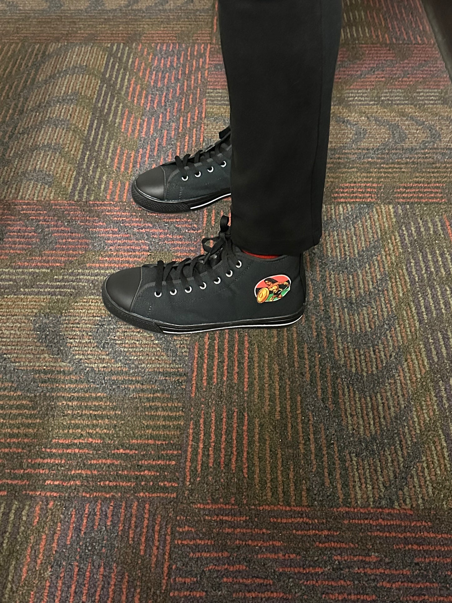 Badass Black Warrior Woman Shoes with the Black Trim Nubia DC Logo
