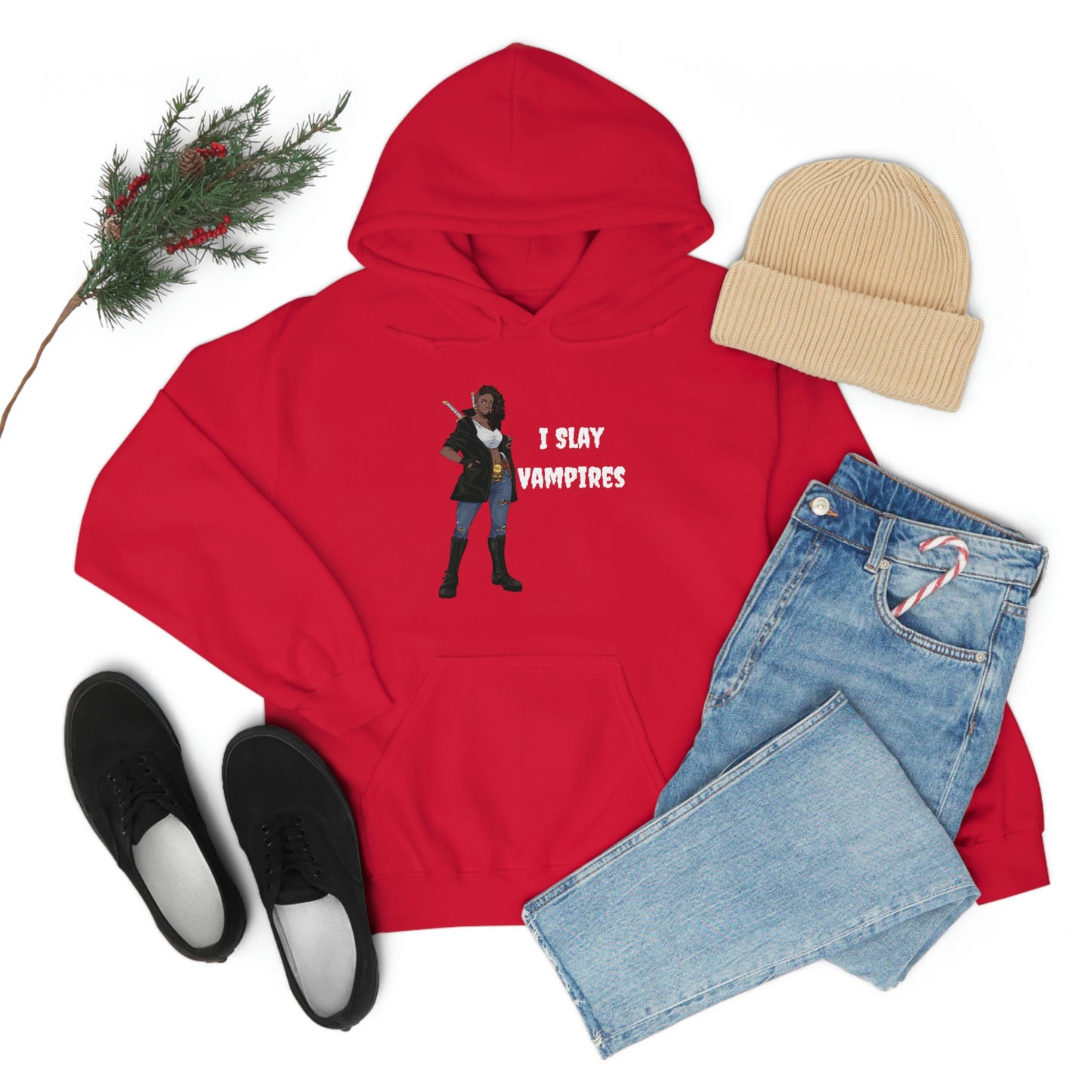 I Slay Vampires | Adult Unisex Heavy Blend™ Hooded Sweatshirt | African American Hoodie