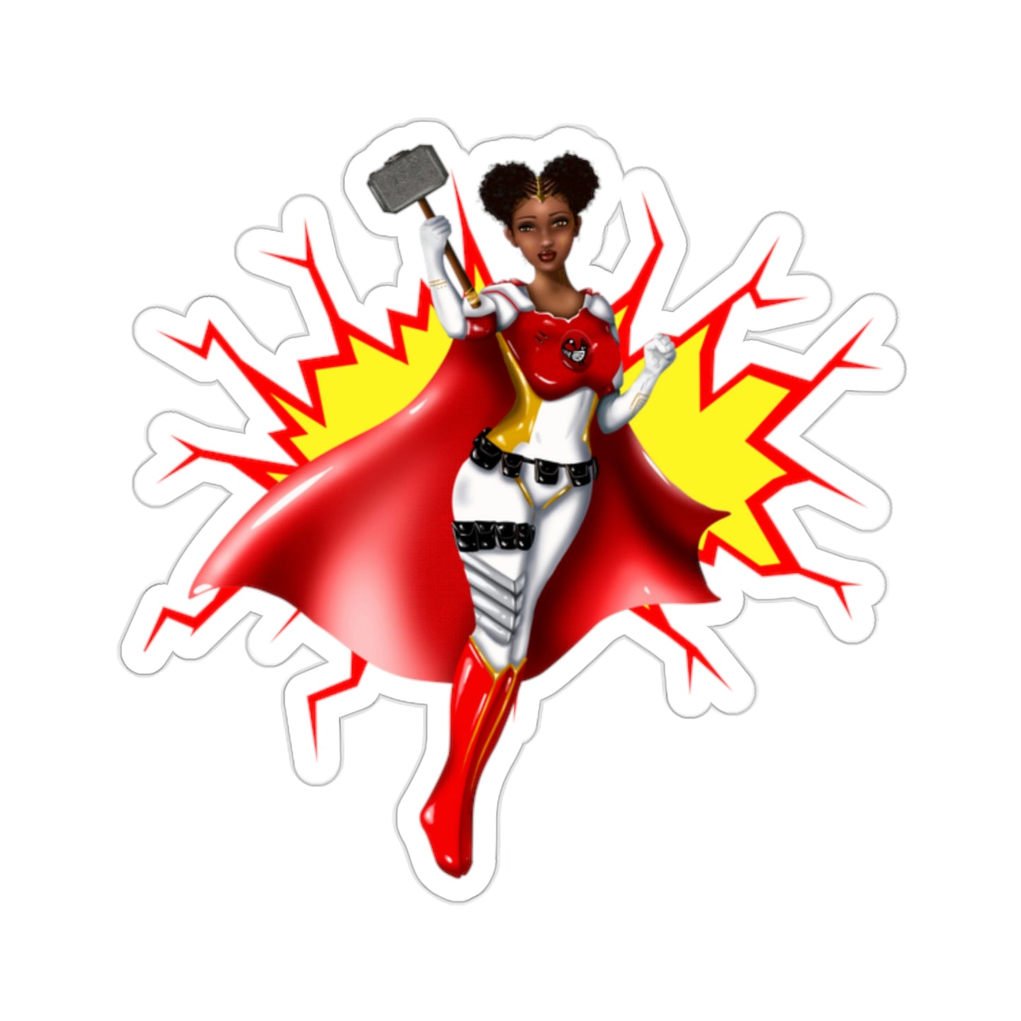 Power in the Puffs Superhero |  Kiss-Cut Stickers | African American Stickers