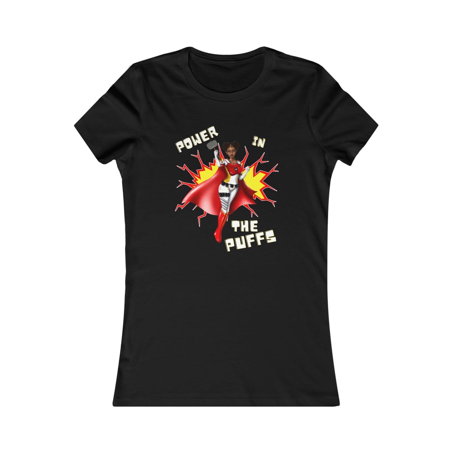 Power in the Puffs Superhero | Adult Women's Favorite Tee | African American T-Shirt