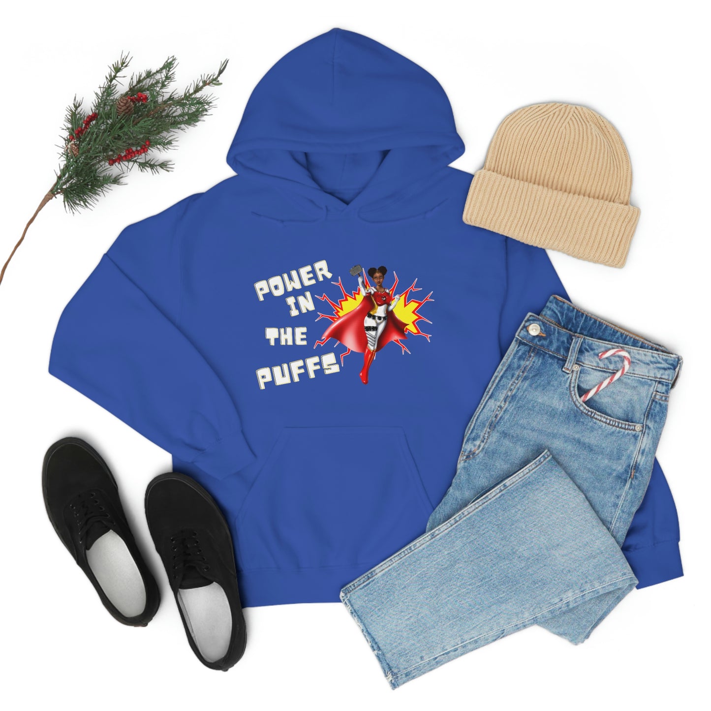 Power in the Puffs Superhero | Adult Unisex Heavy Blend™ Hooded Sweatshirt | African American Hoodie