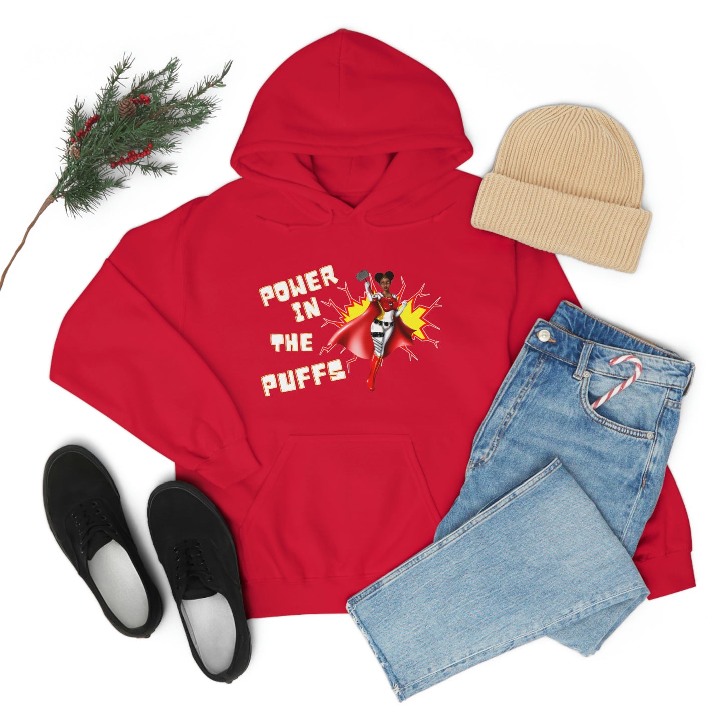 Power in the Puffs Superhero | Adult Unisex Heavy Blend™ Hooded Sweatshirt | African American Hoodie
