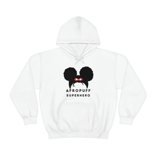 Afro Puff Superhero | Adult Unisex Heavy Blend™ Hooded Sweatshirt | Superhero Fashion
