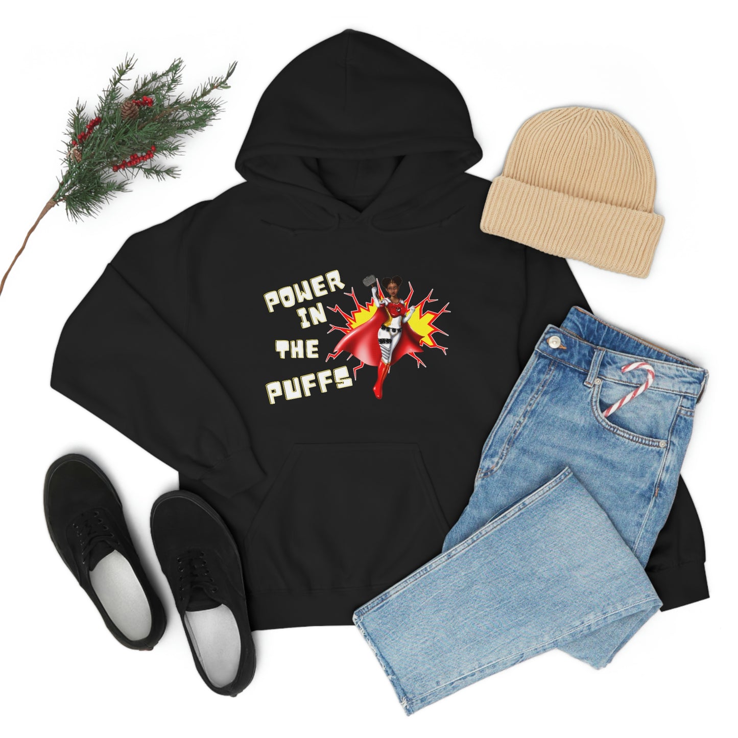 Power in the Puffs Superhero | Adult Unisex Heavy Blend™ Hooded Sweatshirt | African American Hoodie