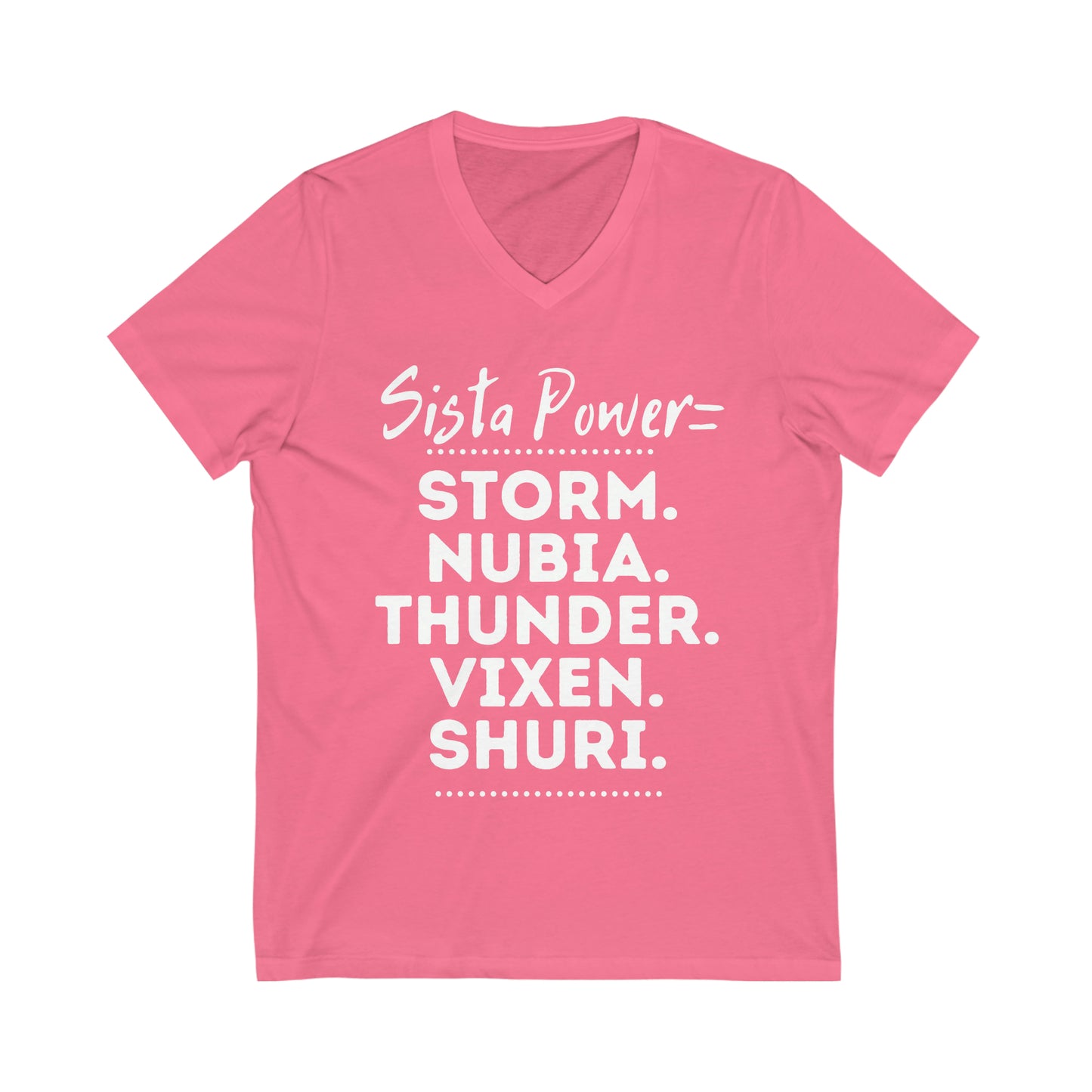 Sista Power Superhero NAMES | Adult Unisex Jersey Short Sleeve V-Neck Tee | African American T-Shirt