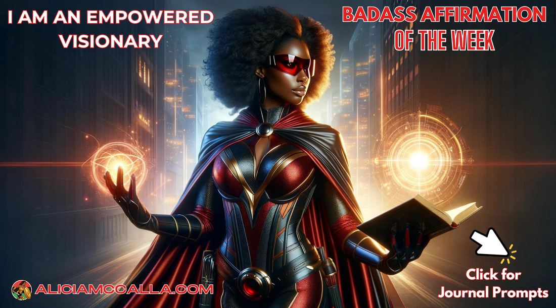 Black woman superhero with a ball of knowledge in one hand and a book in the other. 
