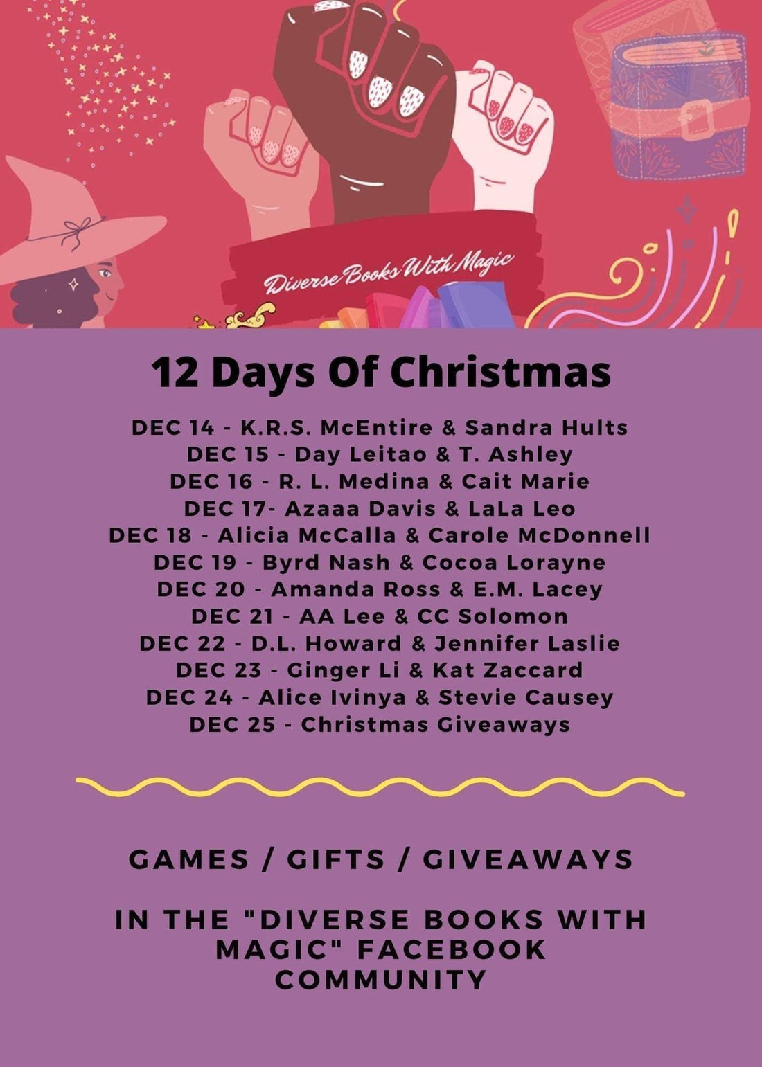 12 Days of Christmas Author Take Over Event in the Diverse Books with Magic Facebook Community