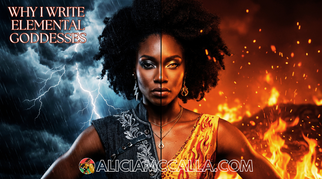 Black Goddess Elemental Powers Storm and Fire