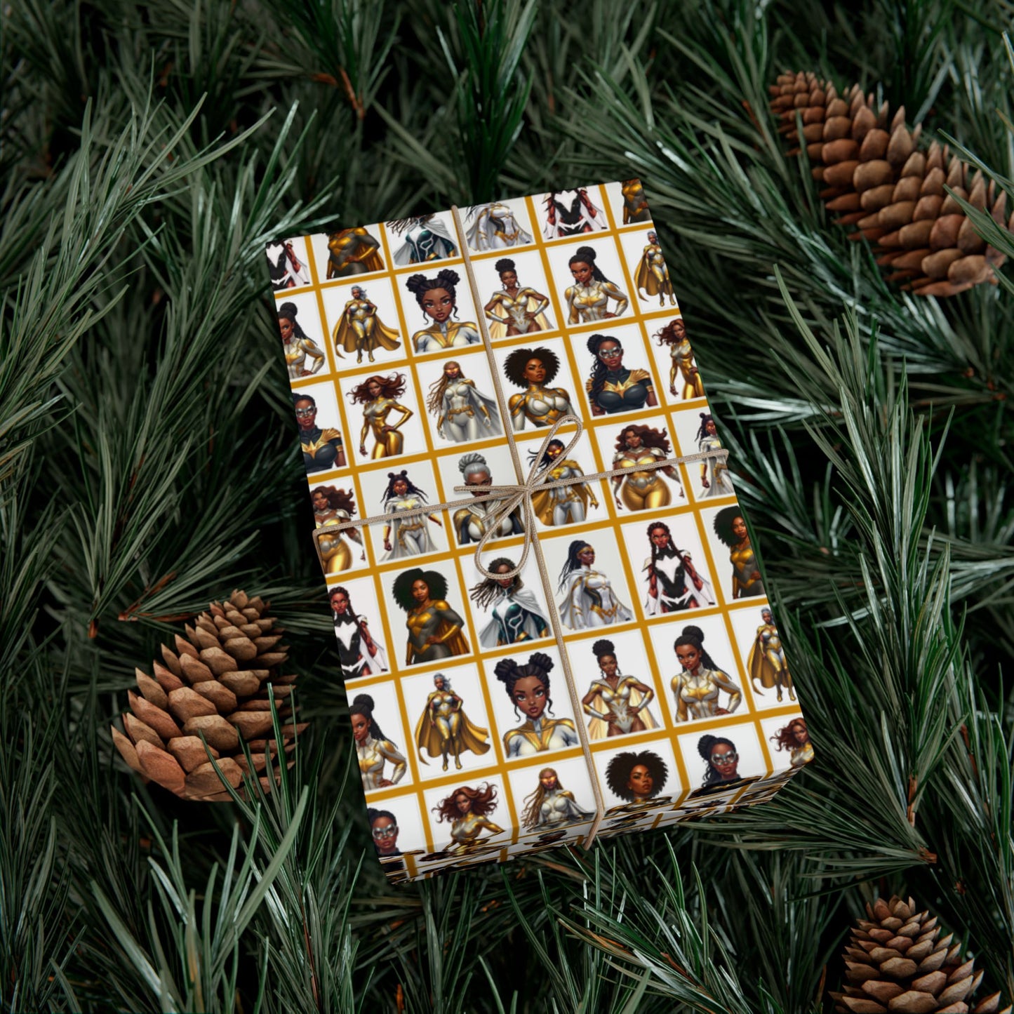 I AM A SUPERHERO (GOLD) | Luxury Gift Wrap for Female Black Superhero Fans