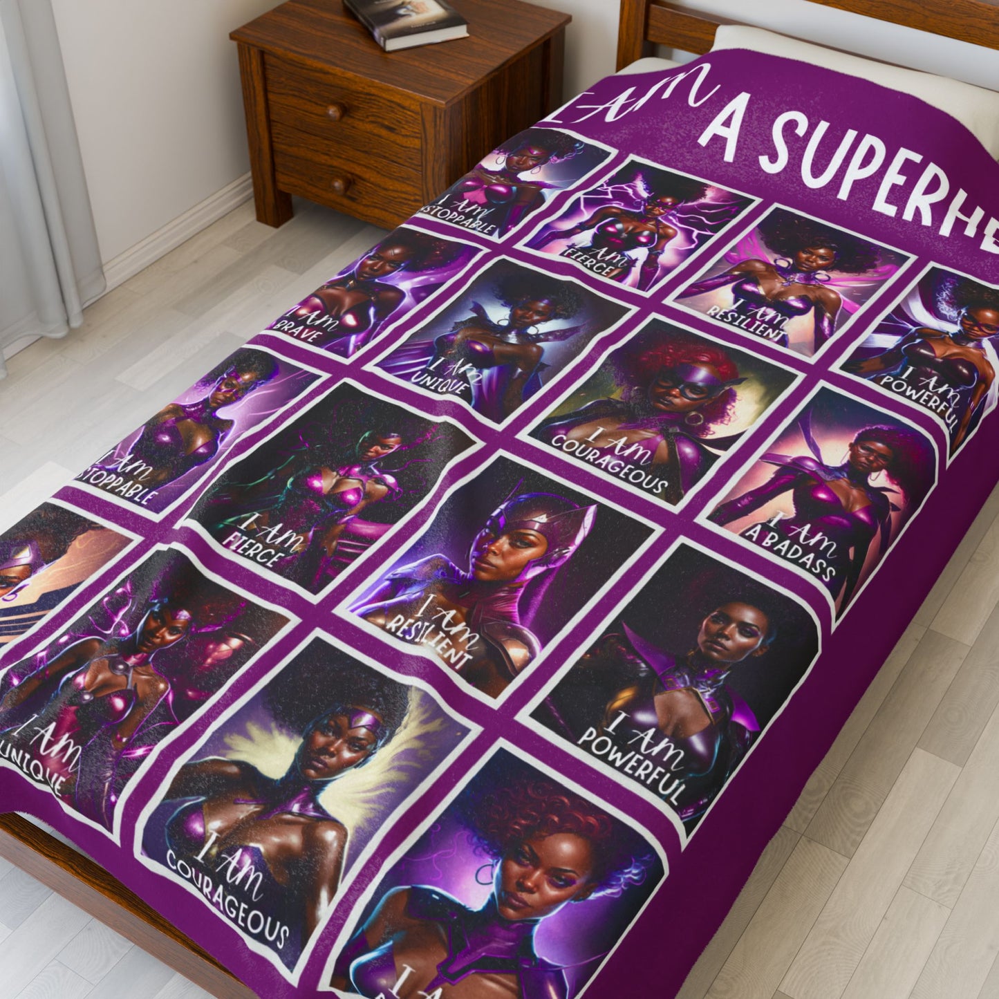 I AM A SUPERHERO | Velveteen Plush Blanket | Affirmations Accessories