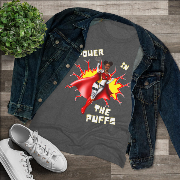 Power in the Puffs Superhero | Adult Women's Triblend Tee | African American T-Shirt