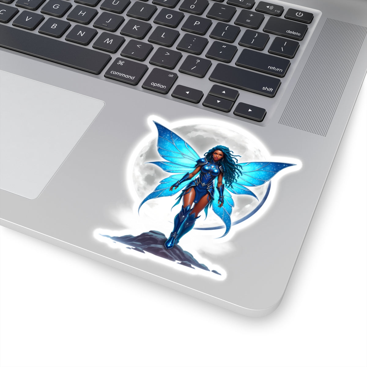 CELESTIAL BLUE FAIRY WARRIOR | Kiss-Cut Sticker | Black Fae Fantasy