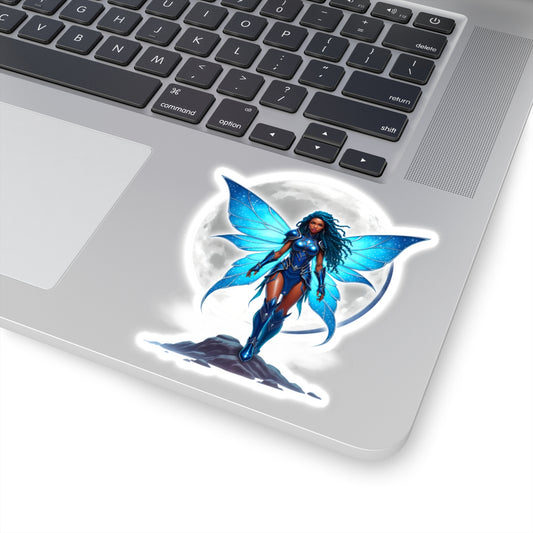 CELESTIAL BLUE FAIRY WARRIOR | Kiss-Cut Sticker | Black Fae Fantasy